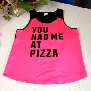 VS PINK “You Had Me at Pizza” Mesh Active Tank Sm